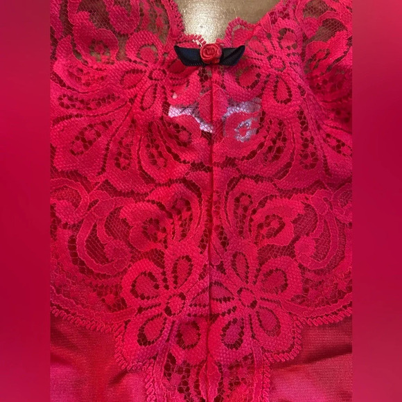 APPLAUSE Vintage Red Lace High Cut Teddy 80s 90s Size 34 Made in the USA NWOT - Picture 9 of 11
